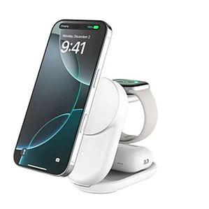 Base de carga 3 en 1 plegable BoostCharge Qi2 15W Belkin Blanca