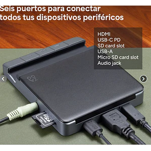 Hub multimedia Zagg de 6 puertos USB-C, Gris/Negro