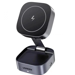 Cargador Inalámbrico Magnético UGREEN 2 en 1 (Celular y Audífonos, USB-C, Plegable)