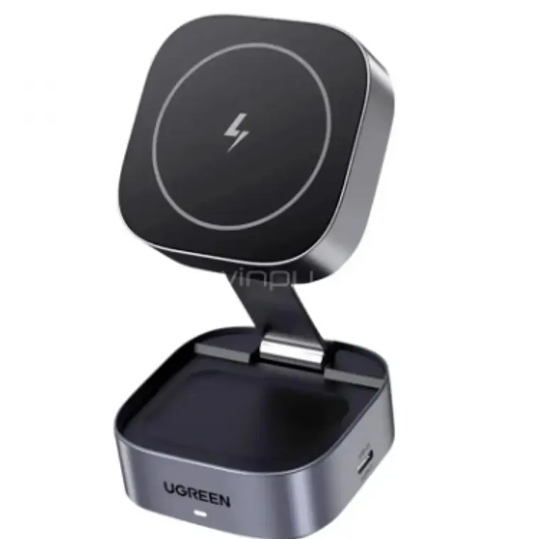 Cargador Inalámbrico Magnético UGREEN 2 en 1 (Celular y Audífonos, USB-C, Plegable) 1