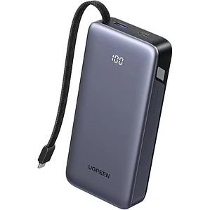 Batería Portátil UGREEN PB536 de 20.000mAh (45W, USB-C, USB-A, PD, Negro)