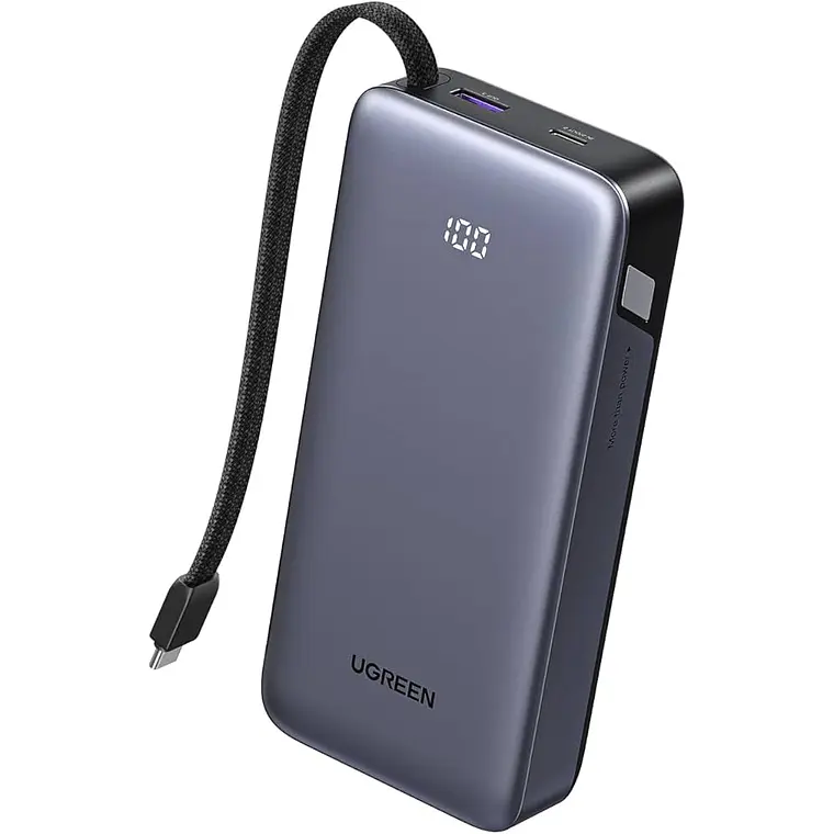 Batería Portátil UGREEN PB536 de 20.000mAh (45W, USB-C, USB-A, PD, Negro) 1