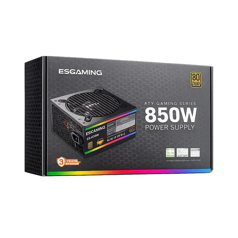 Fuente de Poder ESGaming 850W/80 Plus Bronze 2