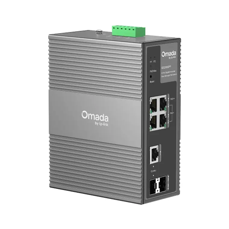 Switch 6 puertos Gigabit Industrial Omada Easy Managed, 3 Puertos PoE+ y 1 Puerto PoE++ 1