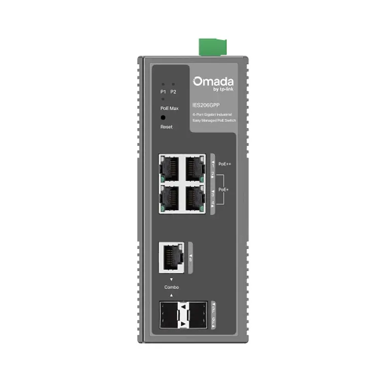 Switch 6 puertos Gigabit Industrial Omada Easy Managed, 3 Puertos PoE+ y 1 Puerto PoE++ 2