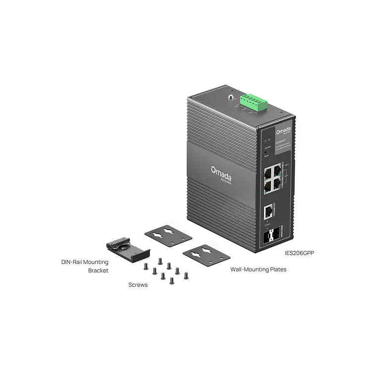 Switch 6 puertos Gigabit Industrial Omada Easy Managed, 3 Puertos PoE+ y 1 Puerto PoE++ 6