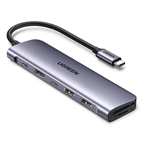 Docking Ugreen CM195 7en1 Ethernet Gigabit, HDMI 4K, carga USB-C PD 100W y doble lector de tarjetas
