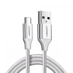 Cable USB A 2.0 a USB-C Blanco 2 MTs. UGREEN. Cable niquel trenzado de aluminio