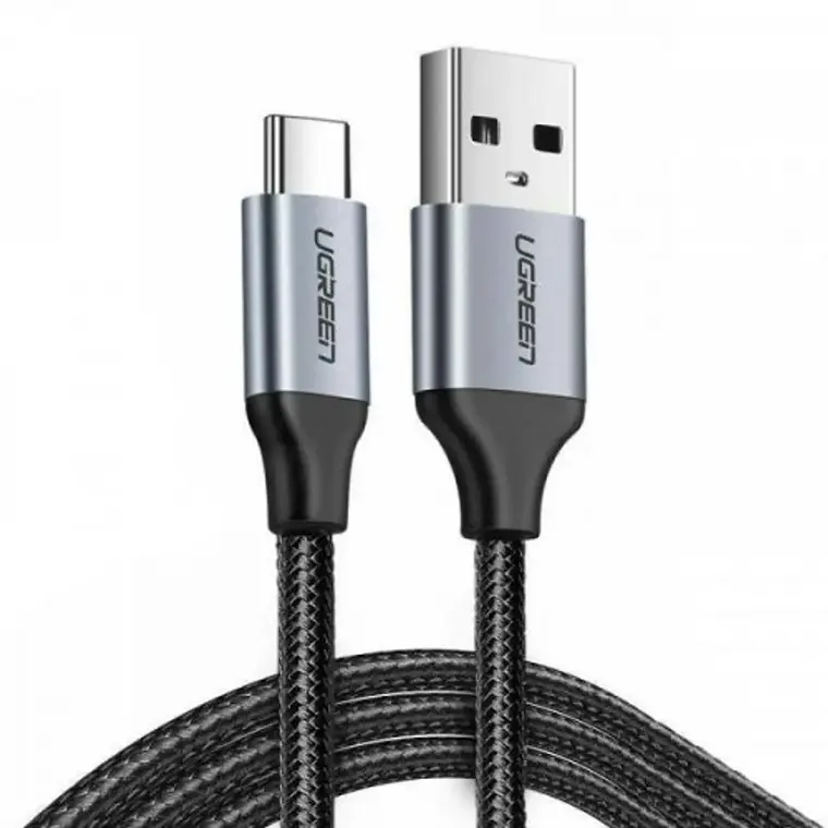 Cable USB-A a USB-C. 2 Mts. Negro Carga Rápida de 3A 1