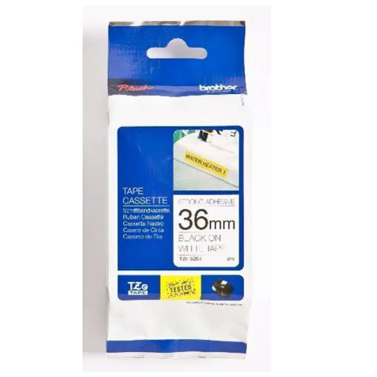 Cinta laminada Brother TZe-S261 (Negro sobre Blanco, 36 mm) 1