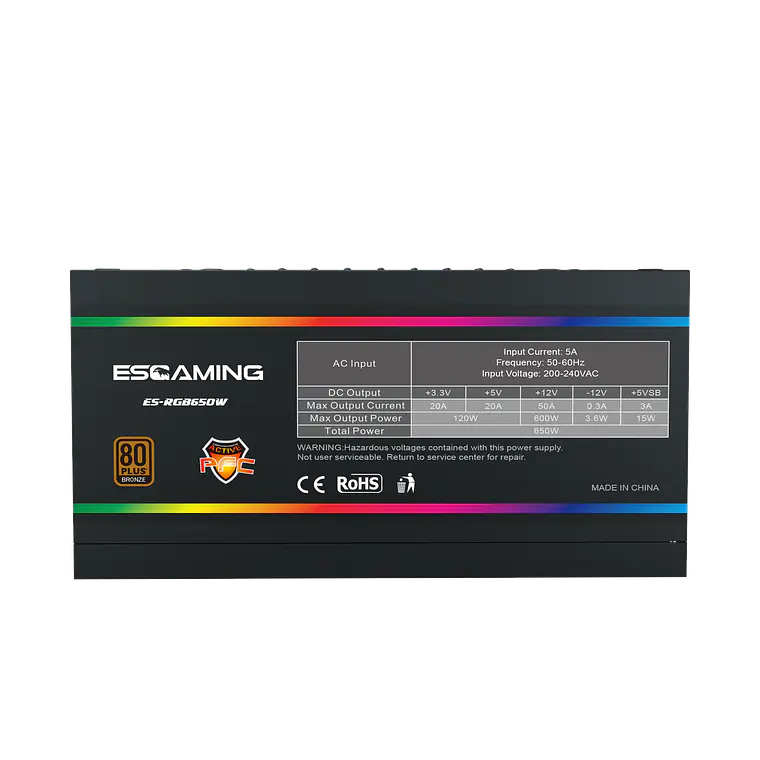 Fuente de Poder Esgaming 650W 80+ Bronce ATX 6