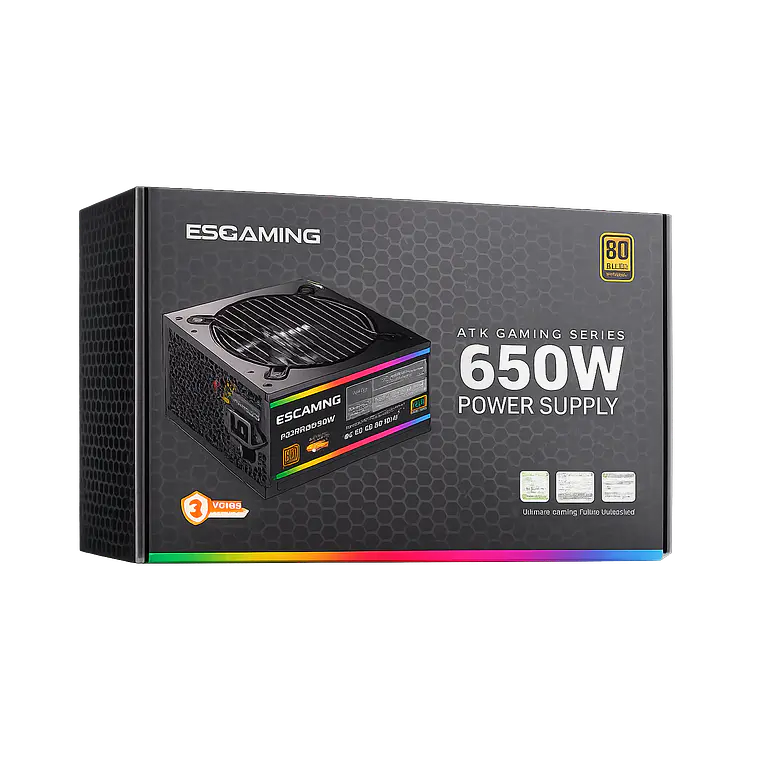 Fuente de Poder Esgaming 650W 80+ Bronce ATX 7