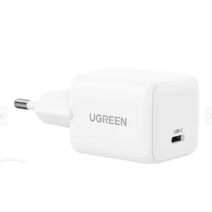Cargador Rápido Ugreen GaN de 20W (USB-C 1x, PD 3.0, Blanco)