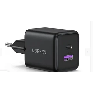 Cargador rápido 30W Ugreen 2 puertos. 1P USB-C y 1P USB-A 30W. Negro