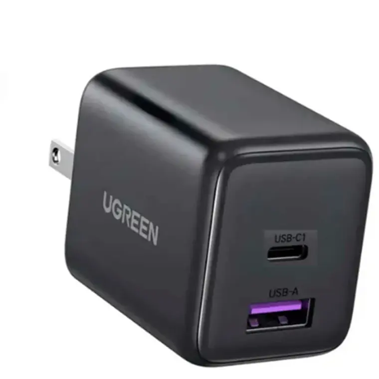 Cargador rápido 30W Ugreen 2 puertos. 1P USB-C y 1P USB-A 30W. Negro 2