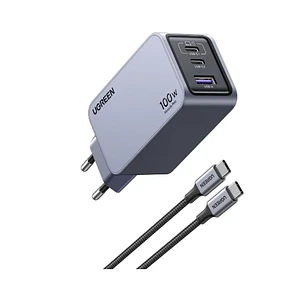 Cargador Rapidode pared Nexode Pro 3 Puertos Ugreen 100W (2xUSB-C 1 xUSB-A) + Cable USB-C