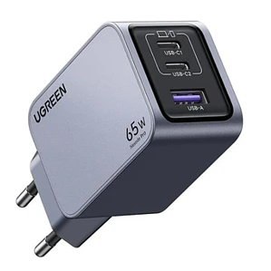 Pack Cargador Rapido Nexode Pro 3 Puertos Ugreen 65W (2xUSB-C 1 xUSB-A) + Cable USB-C