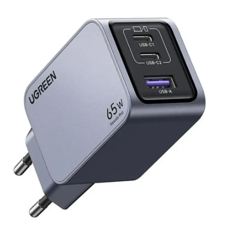 Pack Cargador Rapido Nexode Pro 3 Puertos Ugreen 65W (2xUSB-C 1 xUSB-A) + Cable USB-C 1