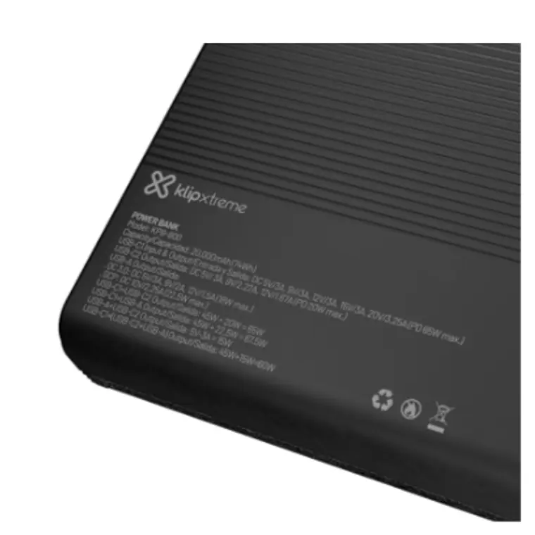 Batería Externa Klip Xtreme KPB-800 de 20.000mAh (65W, 2x USB-C, 1x USB-A) 6