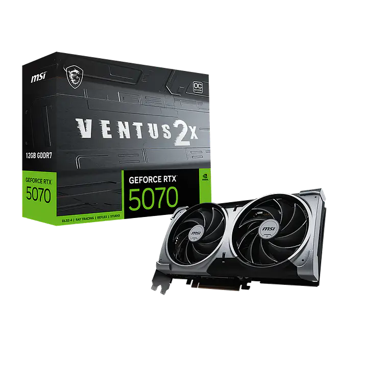Tarjeta de Video MSI GeForce RTX 5070 VENTUS 2X 12G OC (12GB GDDR7, Dual Fan) 1