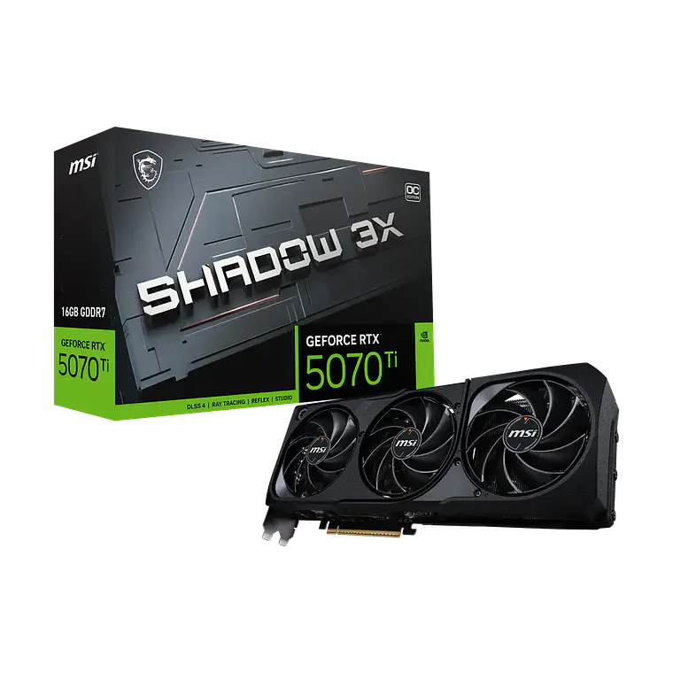Tarjeta de video MSI GeForce RTX 5070 Ti 16G SHADOW 3X OC (16GB GDDR7, Triple Fan) 1