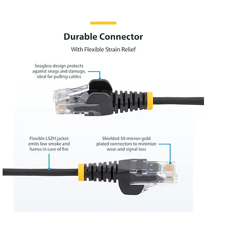 Cable de Red Ethernet CAT6 Delgado LSZH 28AWG Snagless 100W PoE 15m StarTech.com Negro 2