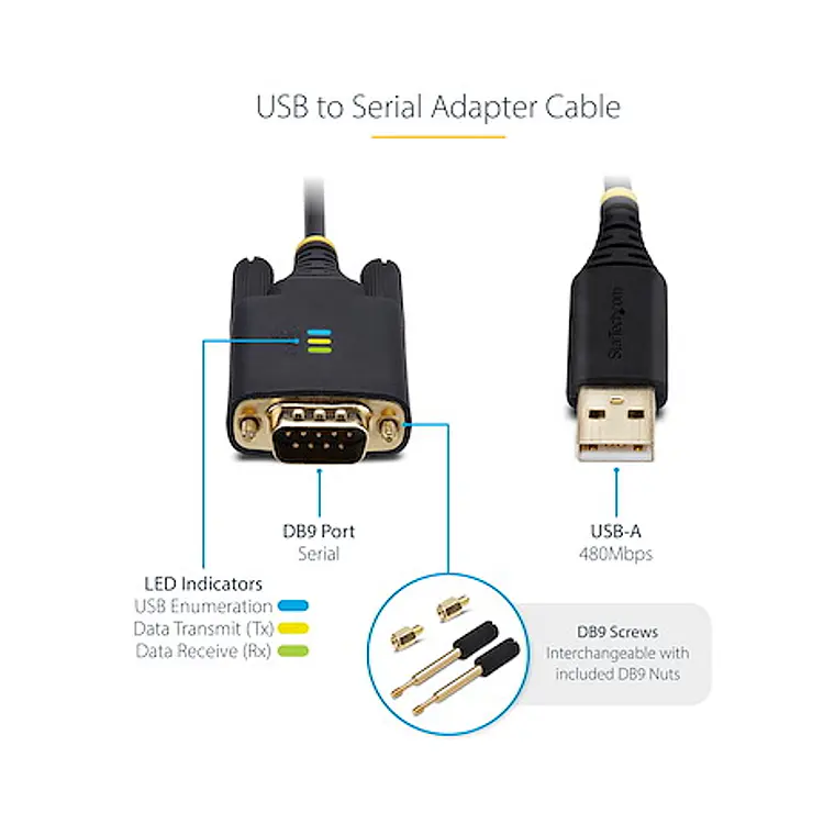 Cable Adaptador USB a Serie RS232 FTDI 1m StarTech 1P3FFCB-USB-SERIAL 6