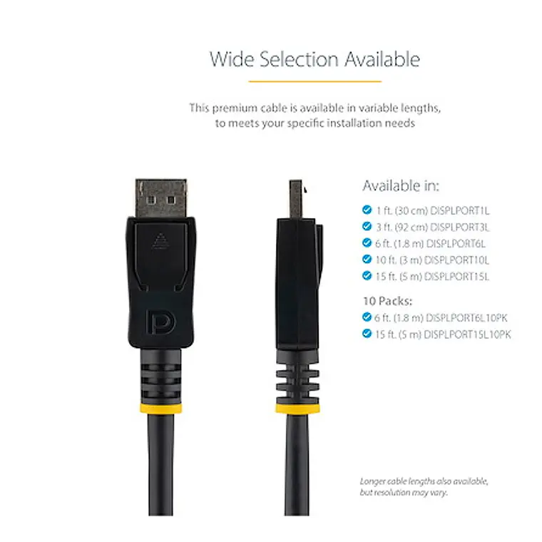 Cable DisplayPort 1.2 4K 60Hz Certificado VESA 3m StarTech DISPLPORT10L  2