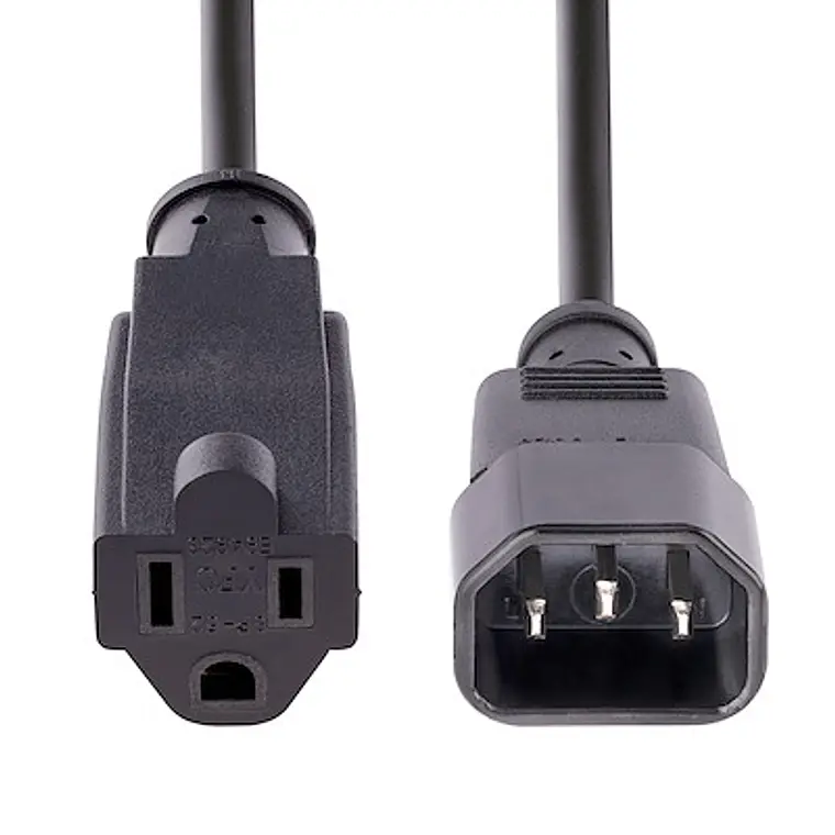 Cable de 0.3m de Extensión IEC 320 C14 a NEMA 5-15R, 10A 125V, 18AWG 3