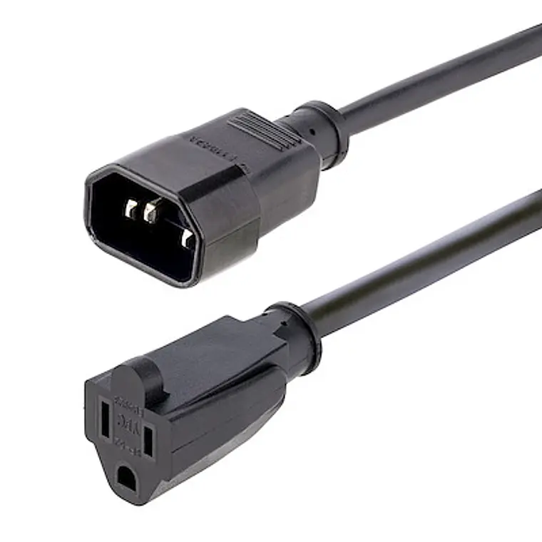 Cable de 0.3m de Extensión IEC 320 C14 a NEMA 5-15R, 10A 125V, 18AWG 1
