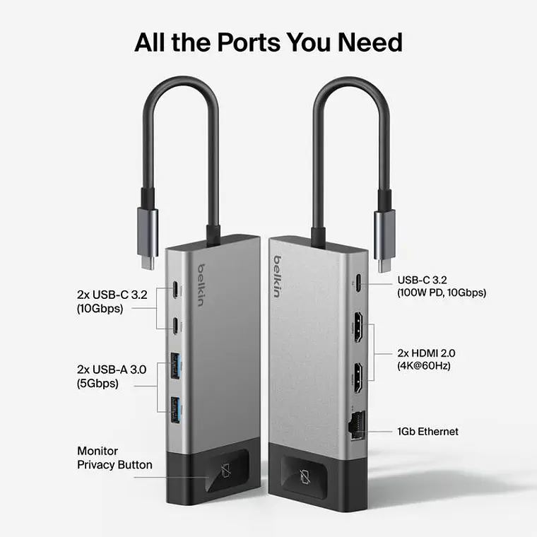 Hub USB-C Dual Display de 8 Puertos 100W INC027dqSGY 3