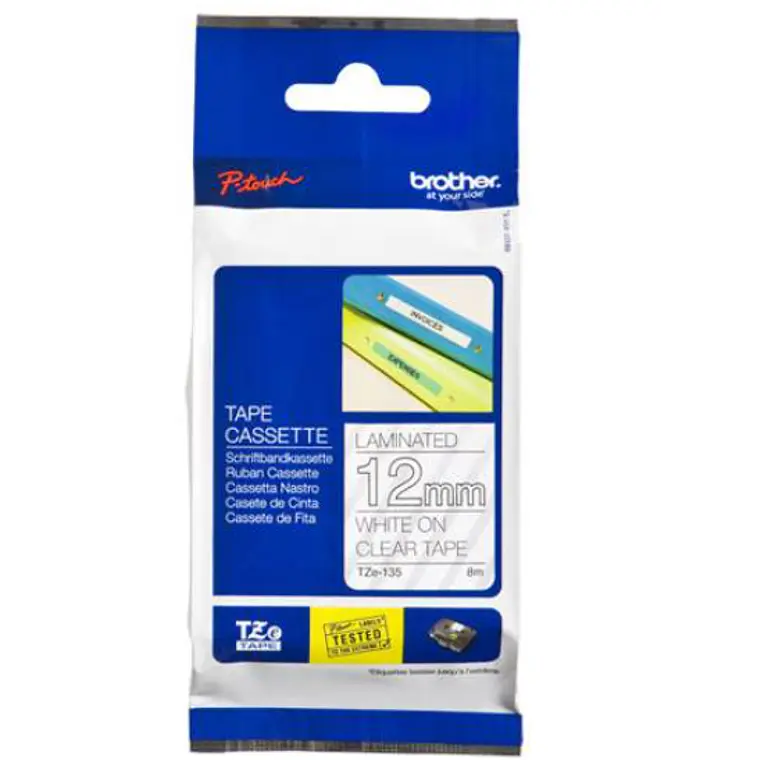 Cinta Rotuladora Laminada Brother P-touch TZe (12 mm x 8 m) Ultra Resistente 1