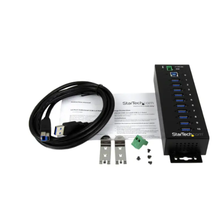 Hub Concentrador Industrial USB 3.2 Gen 1 10 Puertos StarTech.com HB30A10AME Carril DIN 4