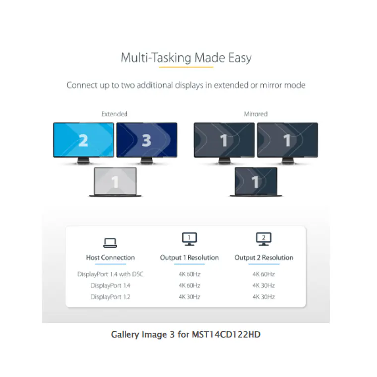 Hub MST USB-C a HDMI Doble 4K 60Hz StarTech MST14CD2HD 7