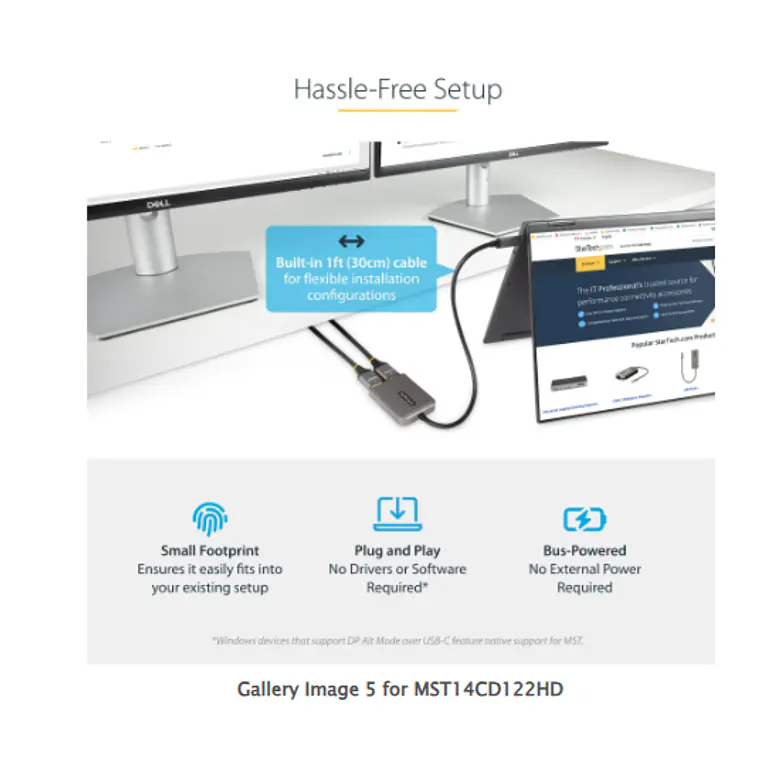 Hub MST USB-C a HDMI Doble 4K 60Hz StarTech MST14CD2HD 9