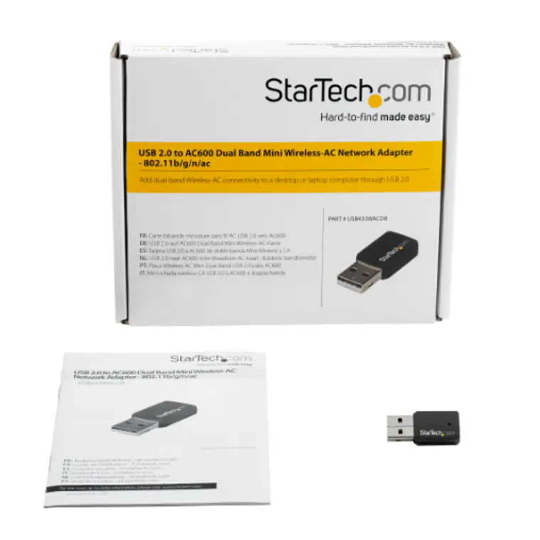 Adaptador de red WiFi USB Dual Band StarTech Mini AC600 433Mbps (USB433WACDB) 4