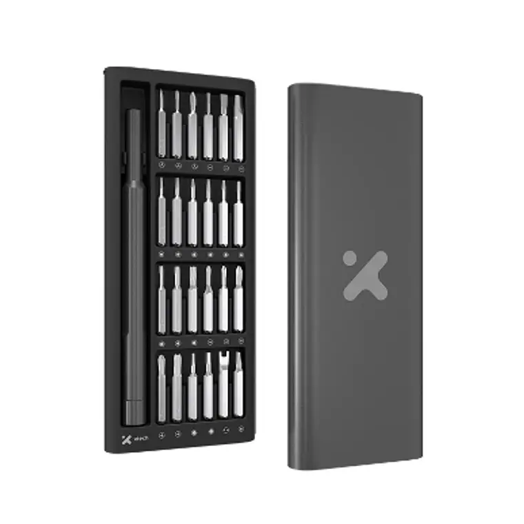 Kit Destornillador de Precisión Portátil 25 en 1 (24 Puntas de Acero S2, Mango y Estuche de Aleación de Aluminio) 2