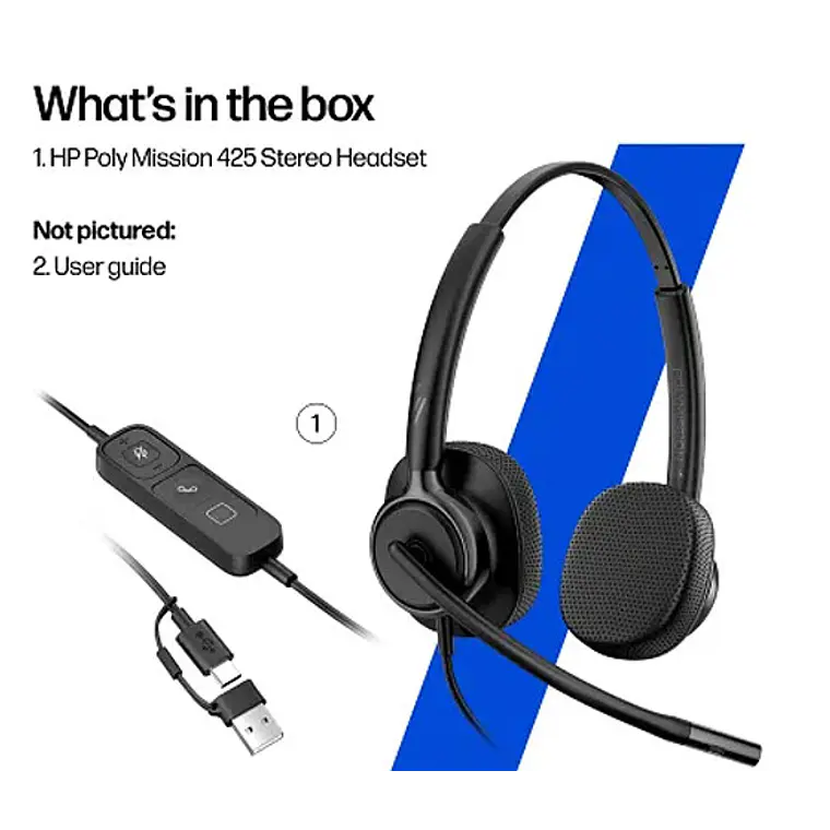 Audífonos Cintillo USB HP Poly Mission 425 Estéreo 5