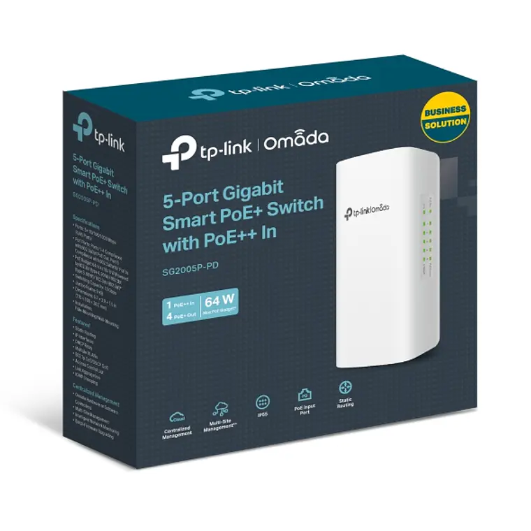Switch 5 Puertos Gestionable Gigabit TP-Link Omada SG2005P-PD Exterior 1 PoE++ In / 4 PoE+ Out IP55 5