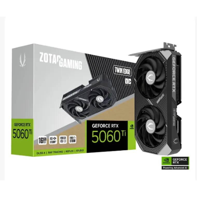 Tarjeta de Video Zotac Gaming GeForce RTX 5060 Ti 16GB Twin Edge OC GDDR7 1