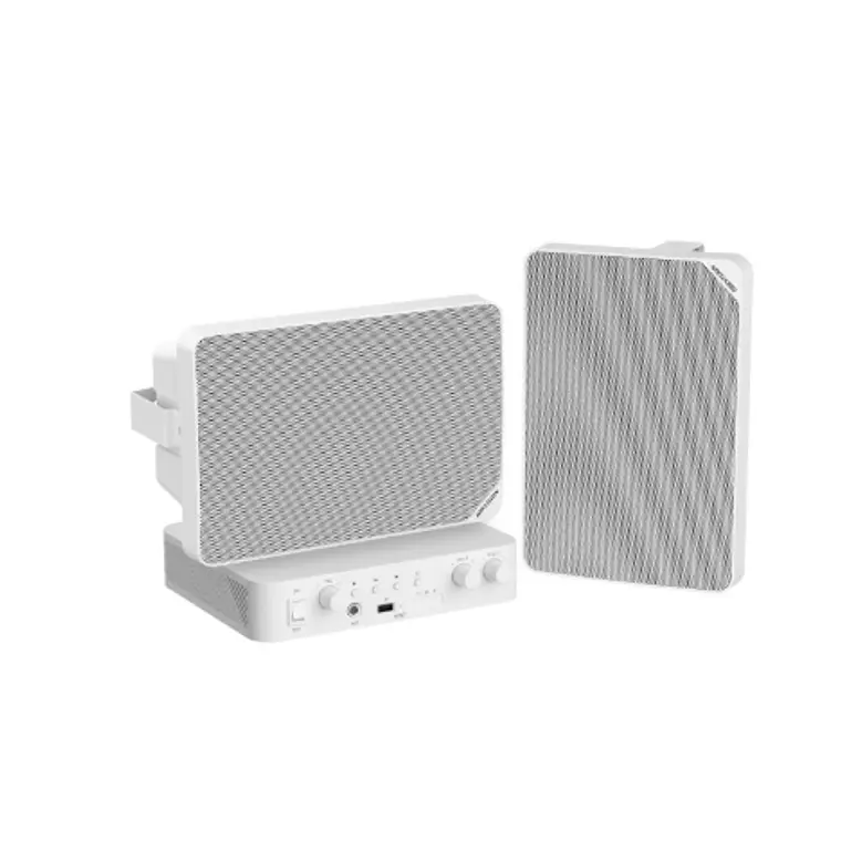 Kit de Audio Híbrido IP Hikvision (Amplificador de Red 80W + 2 Altavoces de Caja 20W) 1