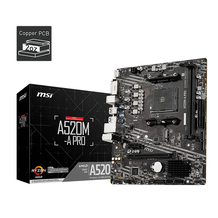 Placa Madre MSI A520M-A PRO (Socket AM5 / AM4) 1