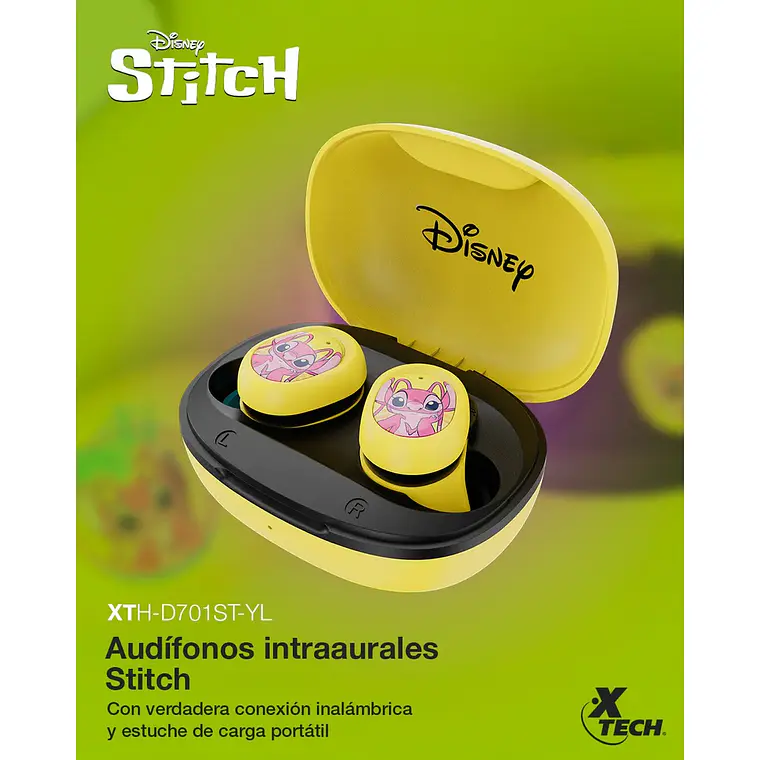 Audífonos Bluetooth Xtech In-Ear, TWS, Disney Stitch, BT 5.1, Yellow 6