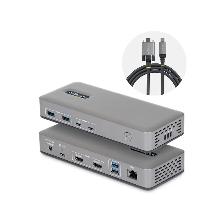 Estación de Acoplamiento USB-C StarTech.com Doble Monitor 4K 60Hz HDMI 100W 1