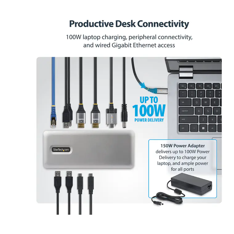 Estación de Acoplamiento USB-C StarTech.com Doble Monitor 4K 60Hz HDMI 100W 4