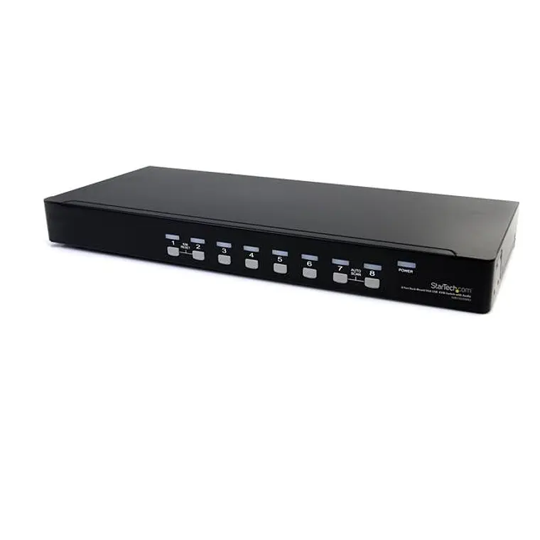 Switch 8 Puertos VGA USB con Soporte de Audio Montaje en Rack 1U 1