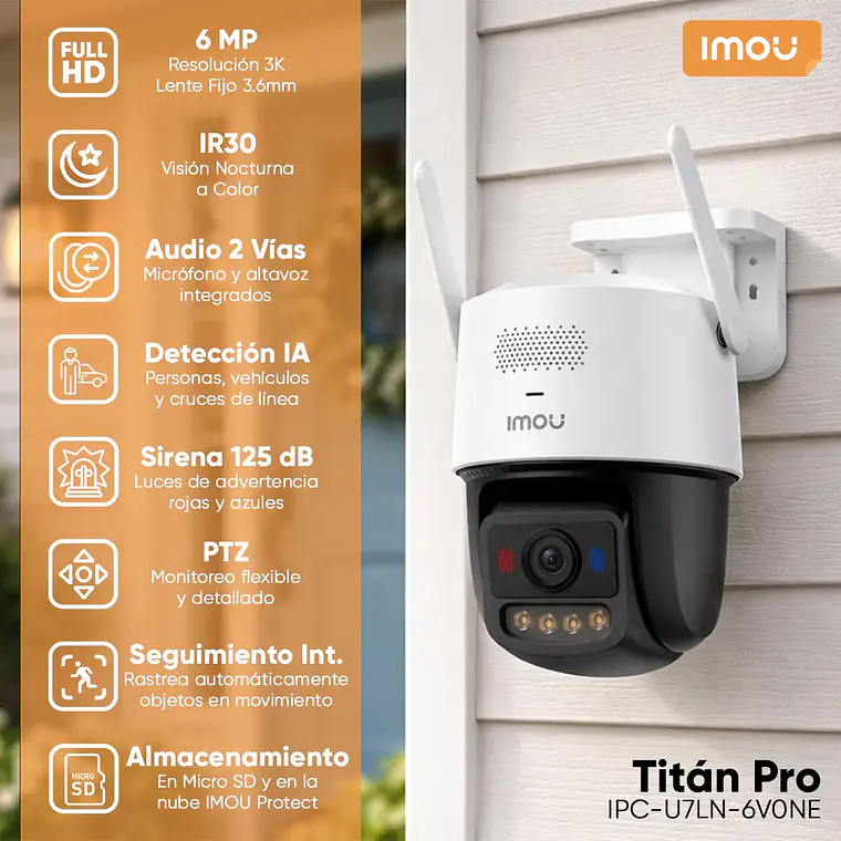 Cámara de Vigilancia 6MP IP Domo Motorizado Imou Titan Pro Wi-Fi 6 PoE IPC-U7LN-6V0NE 6