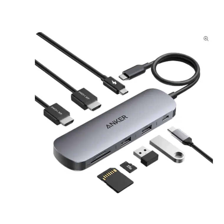 Hub USB-C 8 en 1 Anker Nano A210B 10Gbps 2x HDMI 4K 85W PD Lector SD/microSD  2