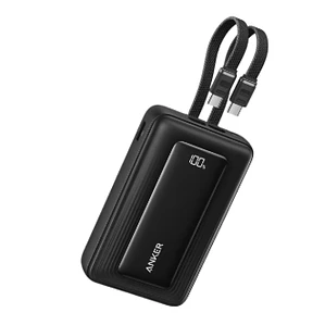 Batería externa Anker Zolo 20.000 mAh 45W con 2 Cables USB-C Integrados Pantalla Digital 