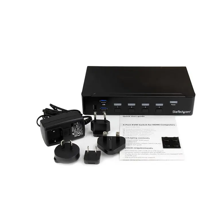 Conmutador KVM HDMI USB 3.0 de 4 Puertos StarTech con Hub USB 3.0 de 3 Puertos y Audio 3,5 mm  3